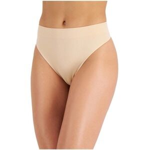 Jenni Women’s Seamless Ribbed Hi-Cut Thong Beige NWT